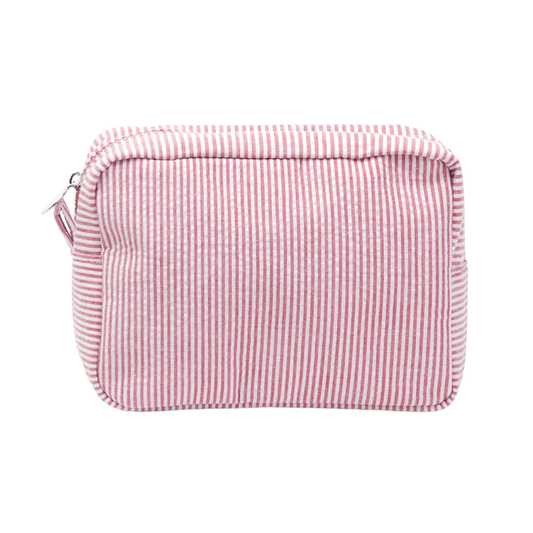 Red Seersucker Cosmetic Bag