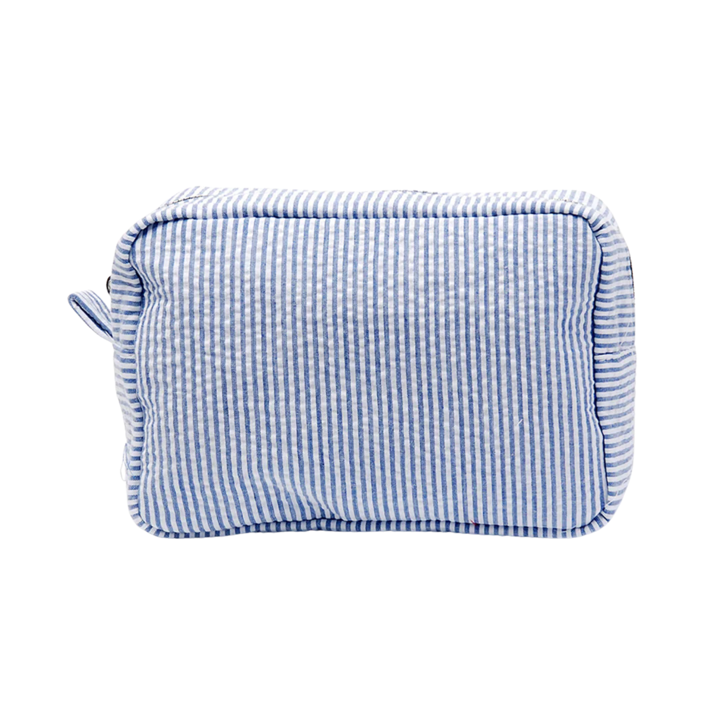 Navy Seersucker Cosmetic Bag