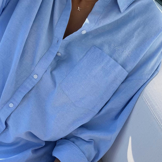 Blue Custom Boyfriend Button-Down