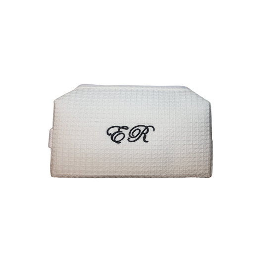Small White Waffle Cosmetic Bag